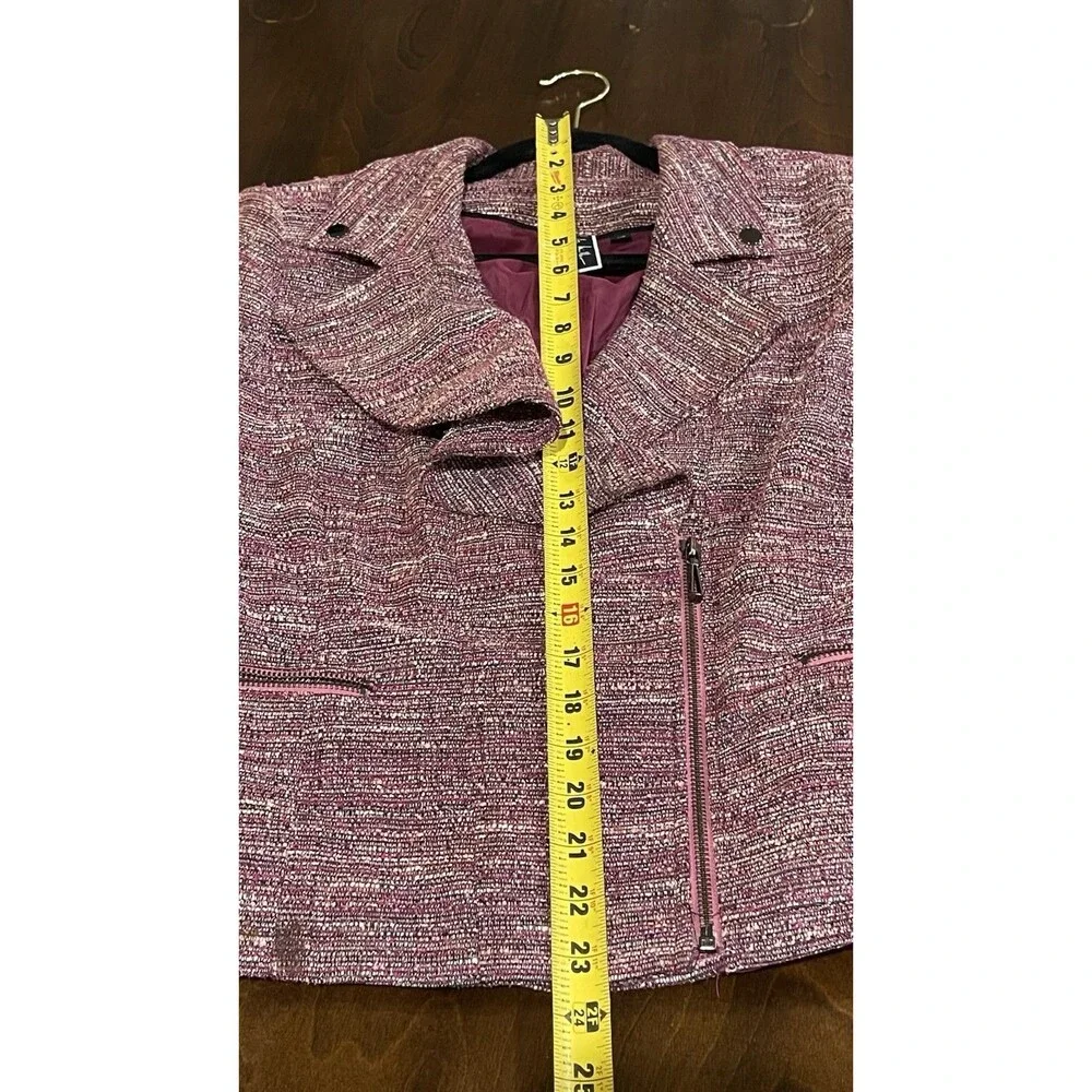 Nicole Miller for Mary Kay Pink Tweed Single-Breasted Blazer Jacket 12R Lined